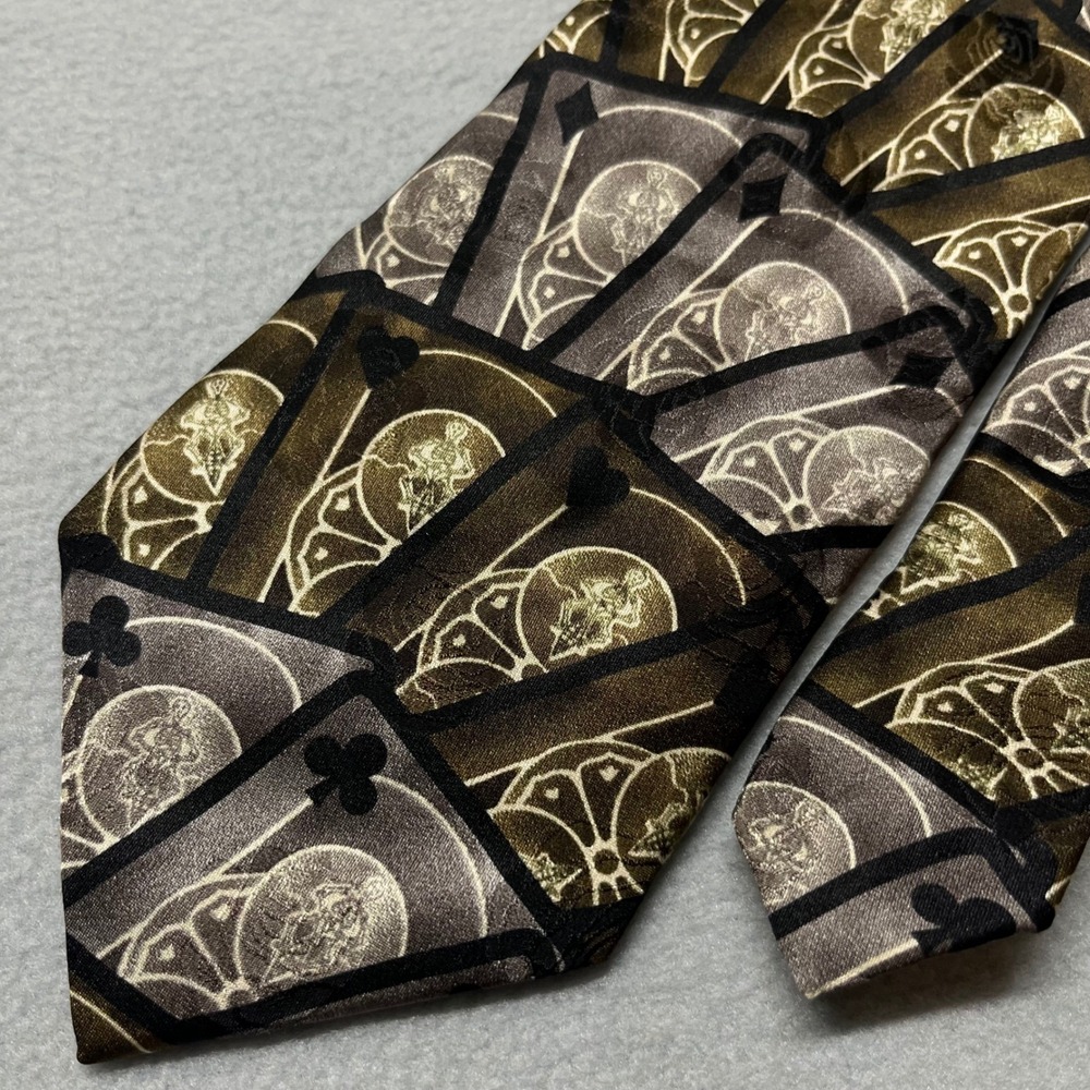 VTG Grateful Dead Deal Third Set Silk Necktie Playing Cards Green Gray USA Made